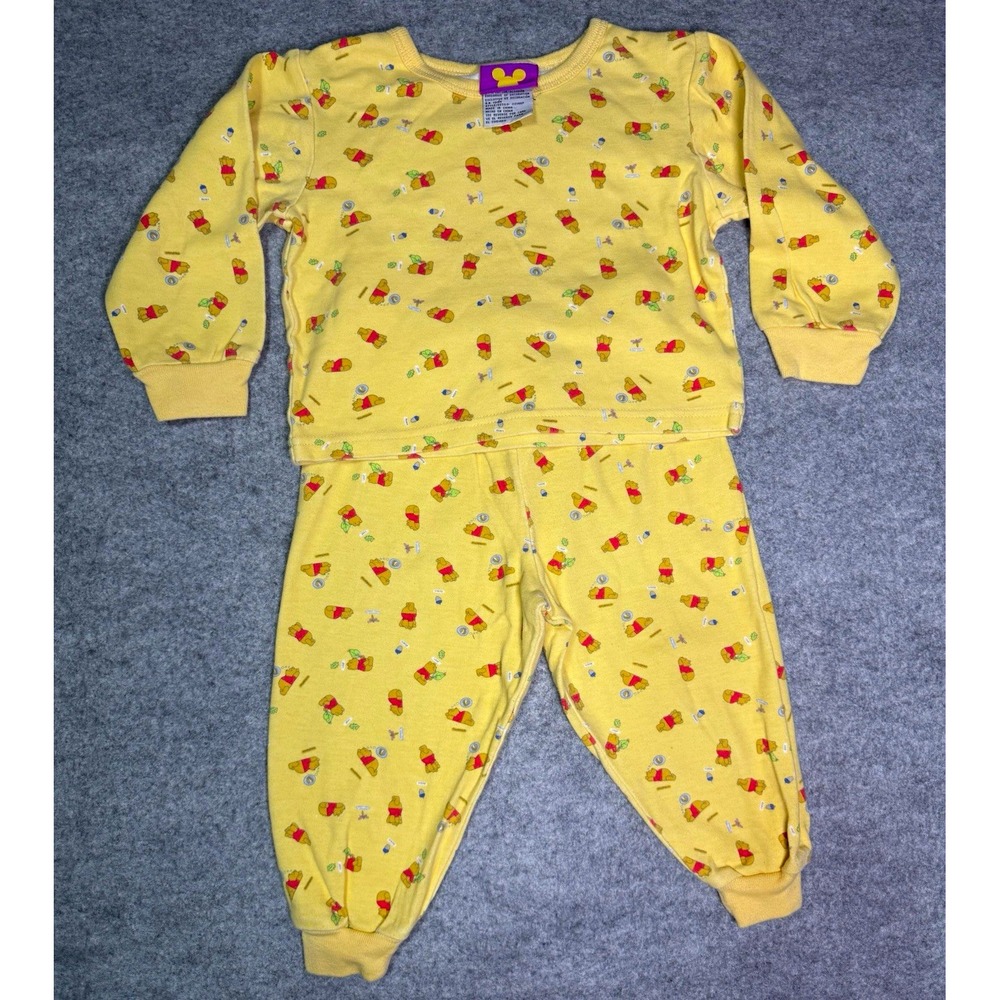 Vintage Disney Winnie the Pooh Yellow 2 Piece Outfit 24m - Y2K Mickey Purple Tag